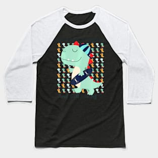 100 Days Of School Of 100Th Day Loving Magical Cute Dinosaur Baseball T-Shirt